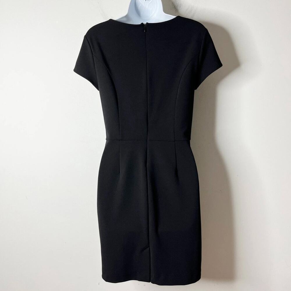 Banana Republic Women's Sheath Dress 2P Black Cap Sleeve Ruched Keyhole Pencil - Picture 5 of 10